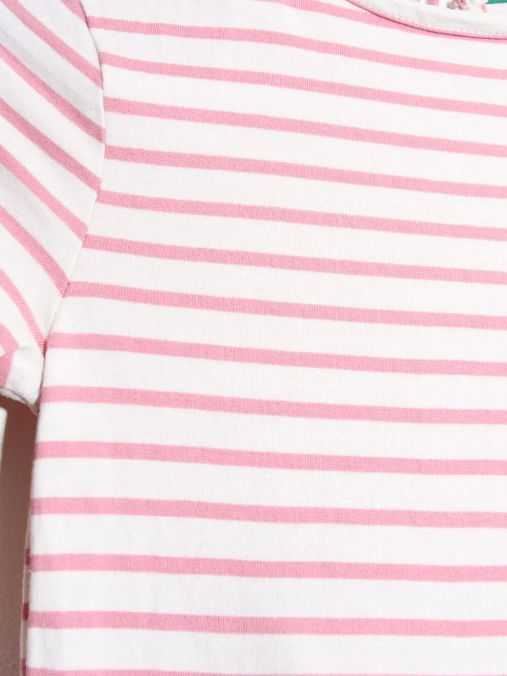 Mini Boden Mini Boden Long Sleeve Twirl Dress Strawberry Stripe Pink Size 7-8